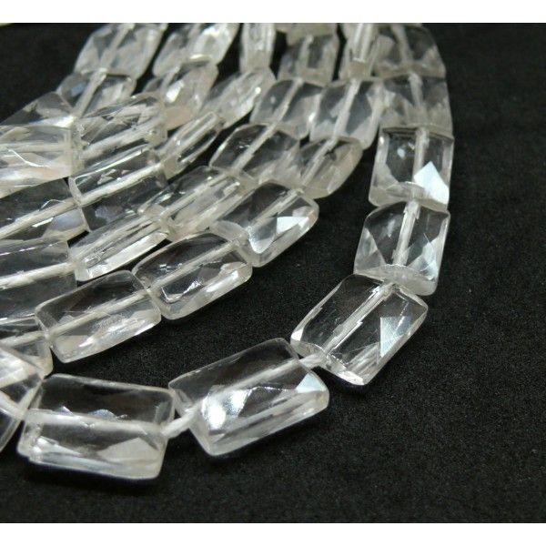 Lot de 4 perles forme Rectangle à facettes  10 par 15 mm CRISTAL de ROCHE GRADE A