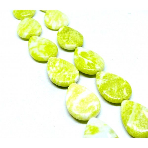 Lot de 2 Pendentifs Jade Citron forme Goutte 25 mm