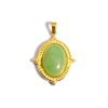 Pendentif avec pierre Verte - 25 par 10 mm - Doré en Acier Inoxydable