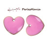 PAX 10 sequins médaillons émaillés biface COEUR  ROSE base doré S1194631