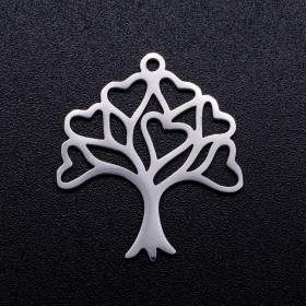 Pendentifs, breloques  Arbre à cœurs 21 mm , Acier Inoxydable Argenté,  Placage Ionique