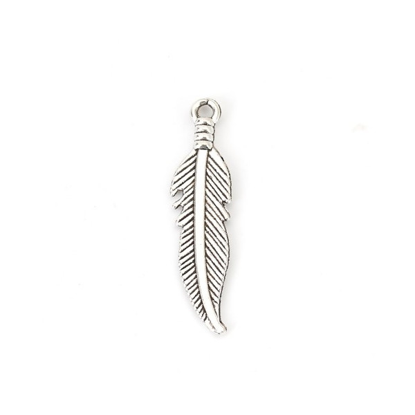 Pendentifs Plume 27mm – Métal Argent Antique