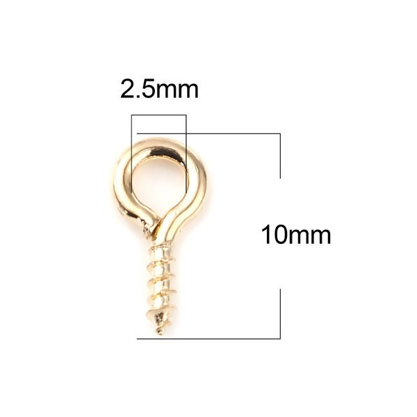 Pitons à visser 10 par 5mm métal coloris Or Clair