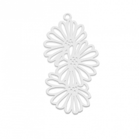 Pendentif Triple fleur 37 mm, Acier Inoxydable finition Argent Platine