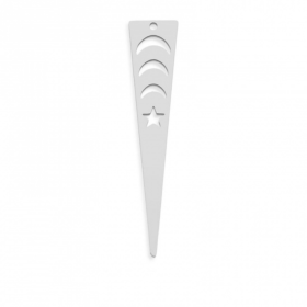 PS11846632 Lot de 1 Pendentif Long triangle Etoile, Lune, Galaxie  48 mm, Acier Inoxydable finition Argent Platine