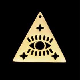PS11847096 – Lot de 1 Pendentif Triangle Étoile Œil Protection 25mm – Acier Inoxydable Doré Placage sous vide