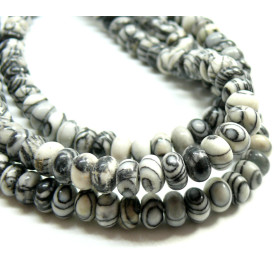 Perles Rondelles 8 par 5mm, Jaspe Toile Araignée