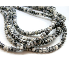 Perles Rondelles 6 par 4mm, Jaspe Toile Araignée