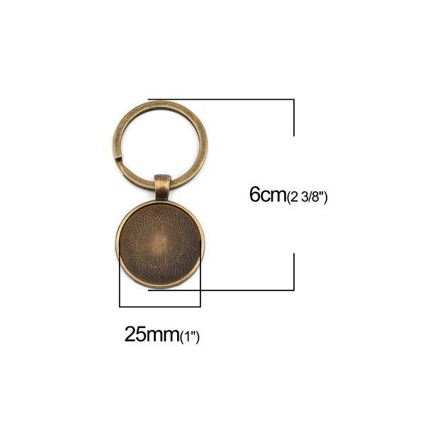 Supports de Porte Clés, Porte clé 25mm métal couleur Bronze