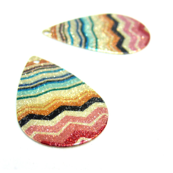 PS11095620 Lot de 2- 4 Pendentifs breloques Stardust Goutte 28mm Géométrique Doré