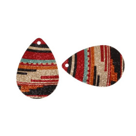 Pendentifs breloques stardust Goutte 28mm Graphique Cuivre coloris Doré