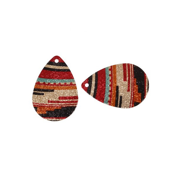 Pendentifs breloques stardust Goutte 28mm Graphique Cuivre coloris Doré