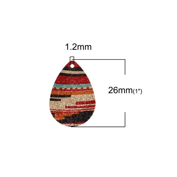 Pendentifs breloques stardust Goutte 28mm Graphique Cuivre coloris Doré