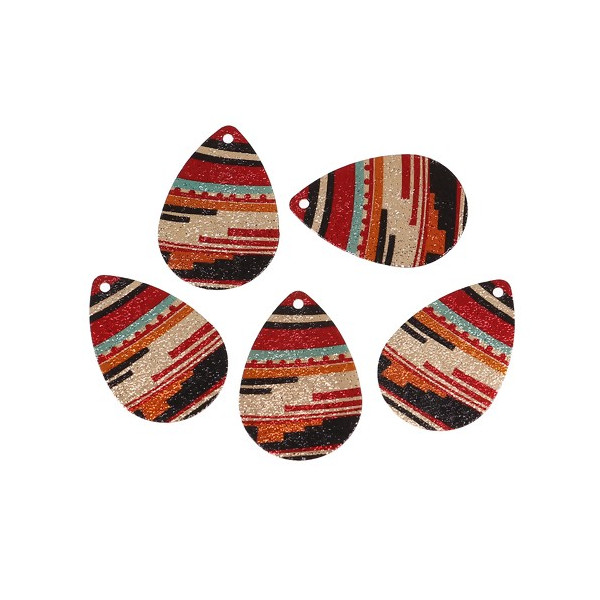 Pendentifs breloques stardust Goutte 28mm Graphique Cuivre coloris Doré