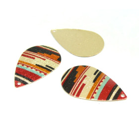 Pendentifs breloques Stardust Goutte 28mm Graphique Cuivre coloris Doré