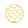 Pendentif Médaillon Vague, Écaille 30 mm, Acier Inoxydable finition Doré