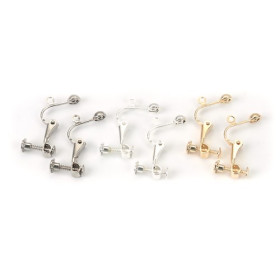 Boucles d'oreille Clip à vis avec attache Cuivre couleur Argent Platine