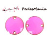 sequins médaillons émaillés biface CONNECTEUR 12mm ROSE base doré