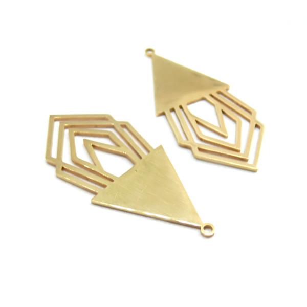 Pendentif Art Déco 45 mm, Acier Inoxydable finition Doré Plaquage sous vide