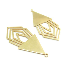 Pendentif Art Déco 45 mm, Acier Inoxydable finition Doré Plaquage sous vide