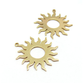Pendentif Soleil 32 mm, Acier Inoxydable finition Doré