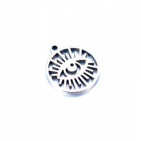Breloques - Médaille Œil de la protection - 15 mm - Argenté en Acier Inoxydable 304 - Placage Ionique