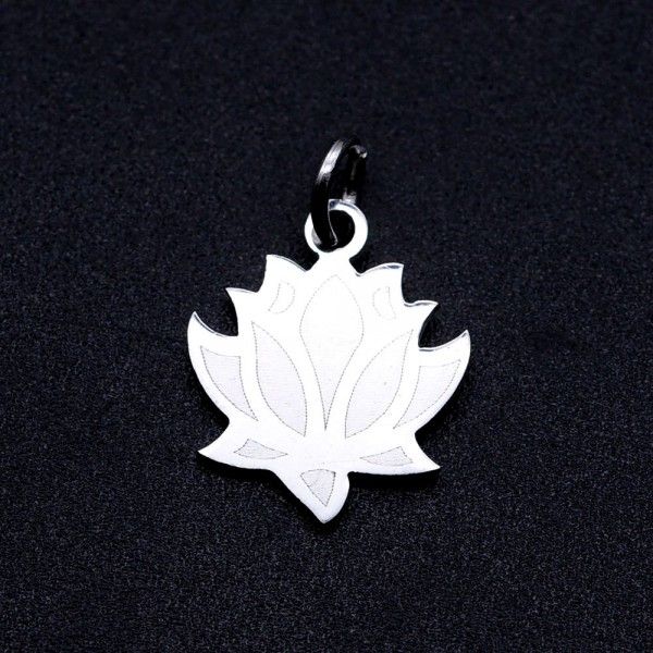 Breloques -Yoga Fleur de Lotus - 17 mm - Argenté en Acier Inoxydable 201 - Placage Ionique