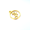 Pendentif médaillon, Triple étoile  12 mm - Doré en Acier Inoxydable 304