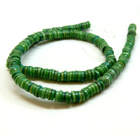 Perles nacre véritable Vert Rondelles  6mm