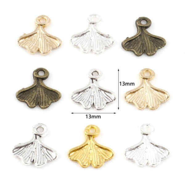 Pendentifs Feuille Ginkgo biloba 13mm métal couleur Or Clair