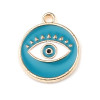 Pendentifs Œil de Protection Médaillon Émaillé 18x15mm – Métal Doré Bleu Turquoise