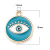 Pendentifs Œil de Protection Médaillon Émaillé 18x15mm – Métal Doré Bleu Turquoise
