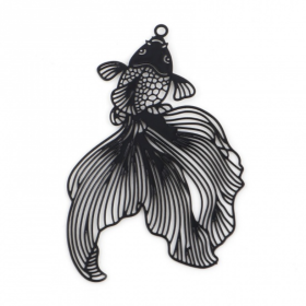 Pendentifs filigrane, Poissons de Combat 49 mm coloris Noir
