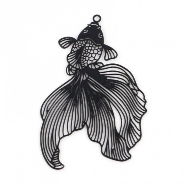 Pendentifs filigrane, Poissons de Combat 49 mm coloris Noir