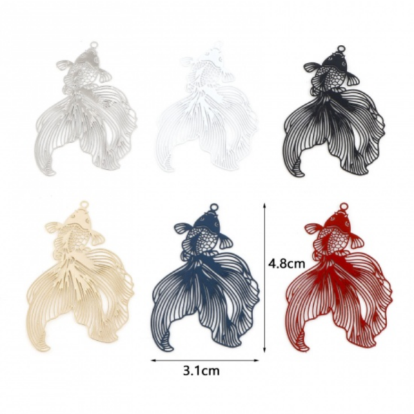 Pendentifs filigrane, Poissons de Combat 49 mm coloris Noir