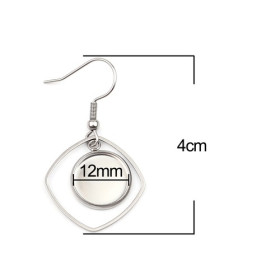 Boucles d' Oreille Crochets avec forme Géométrique 12mm - Acier Inoxydable