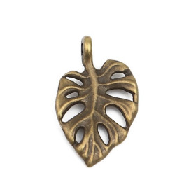 Pendentifs Feuille de Montserrat 20 mm métal finition Bronze