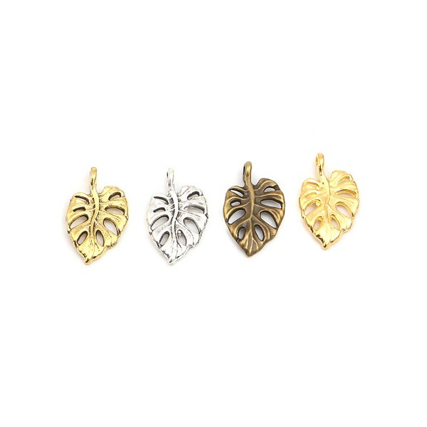 Pendentifs Feuille de Montserrat 20 mm métal finition Bronze