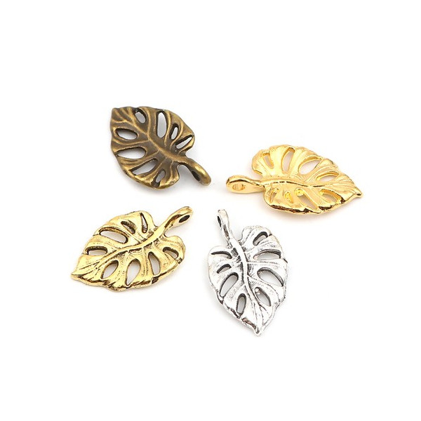 Pendentifs Feuille de Montserrat 20 mm métal finition Bronze