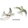 Pendentifs, Breloques Oiseaux, Hirondelles 25 mm métal coloris Argent Antique