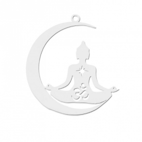 Pendentif -Bouddha Ohm 32mm - Argenté en Acier Inoxydable  - pour bijoux raffinés