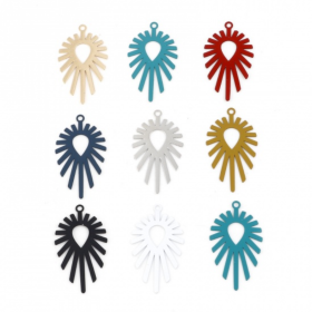 PS11846248 PAX 10 Estampes - pendentif filigrane Goutte Géométrique 30 par 17mm - coloris  Bleu Gris