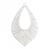 Estampes - pendentifs filigrane Goutte Feuille Géométrique 52 par 31mm - coloris Argent Platine