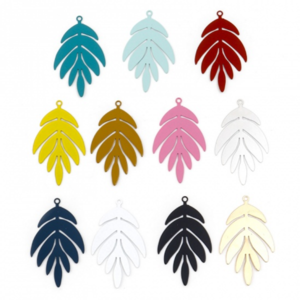 Estampes - pendentifs filigrane Feuille 40 par 24mm - coloris Doré