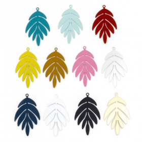 Estampes - pendentifs filigrane Feuille 40 par 24mm - coloris Moutarde