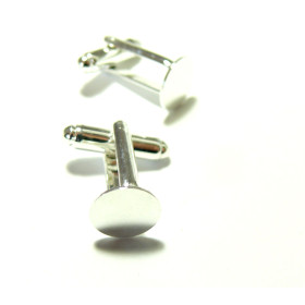 Supports de Boutons de manchettes Plateau lisse 10mm laiton finition Argent Vif
