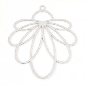 Estampes - pendentifs filigrane Fleur Eventail 34 par 31mm - coloris Argent Platine