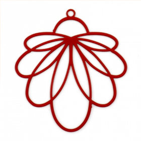 Estampes - pendentifs filigrane Fleur Eventail 34 par 31mm - coloris Rouge