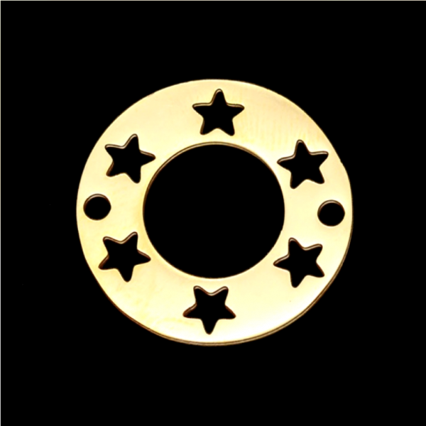 Pendentif - Connecteur Médaille multi étoiles 19,5mm - Doré en Acier Inoxydable  - pour bijoux raffinés