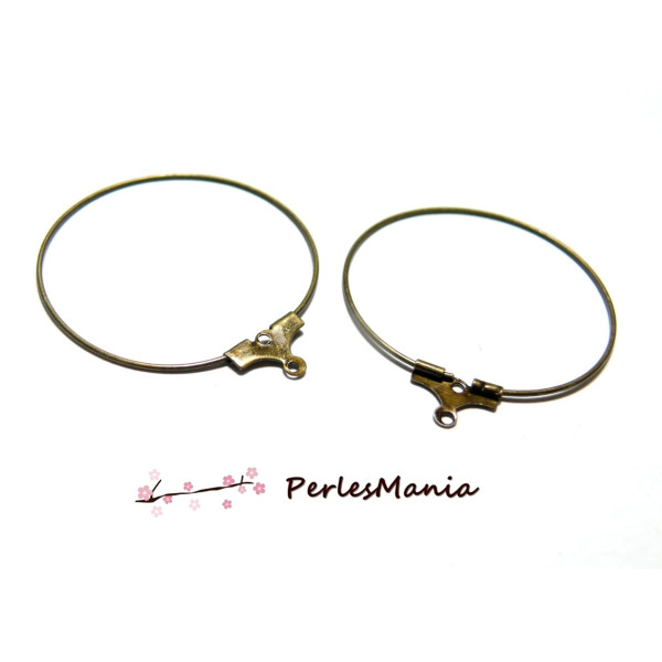 Boucles d'oreilles CREOLES Cintres 30mm laiton finition BRONZE